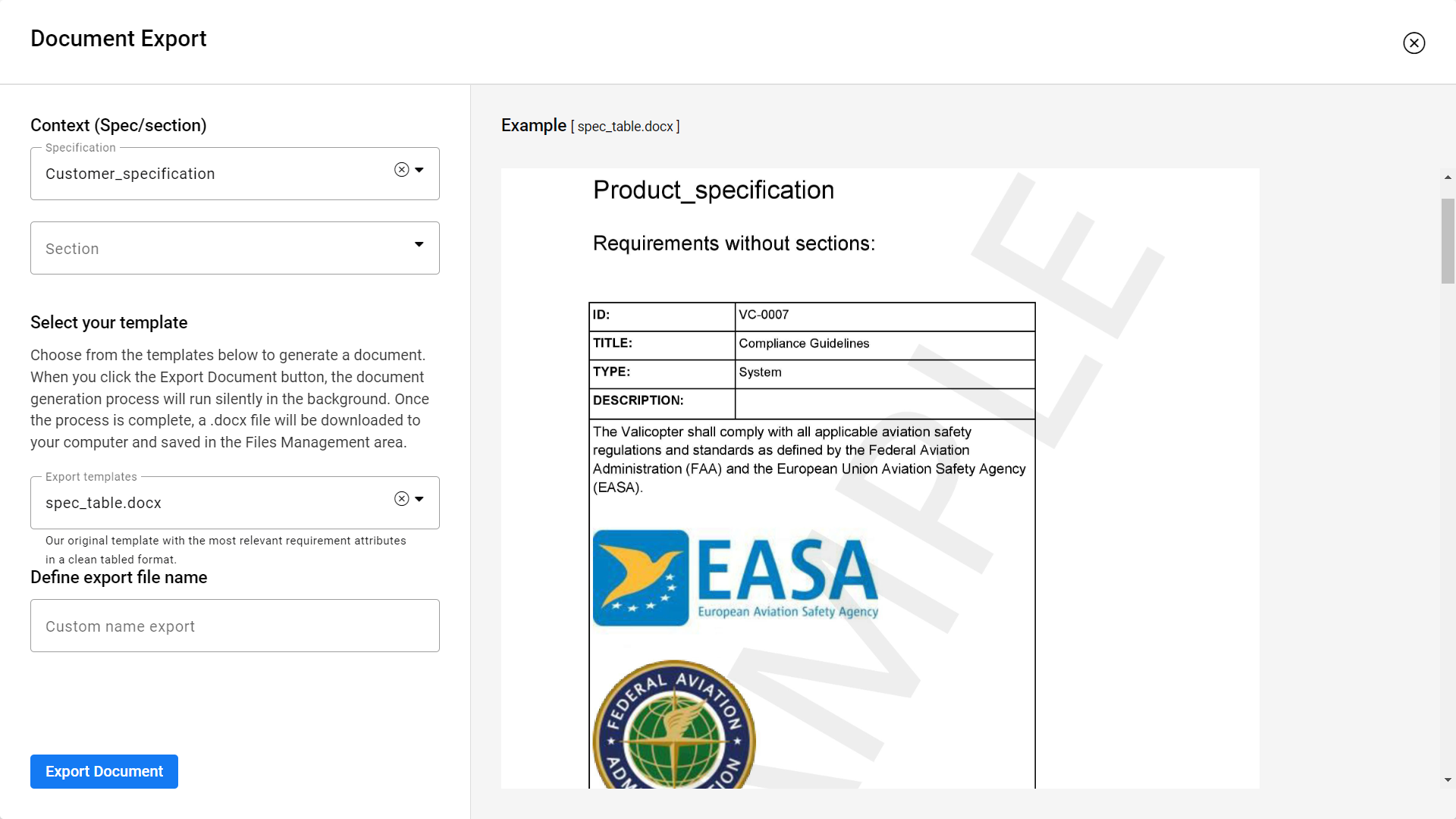 Document Export Document export